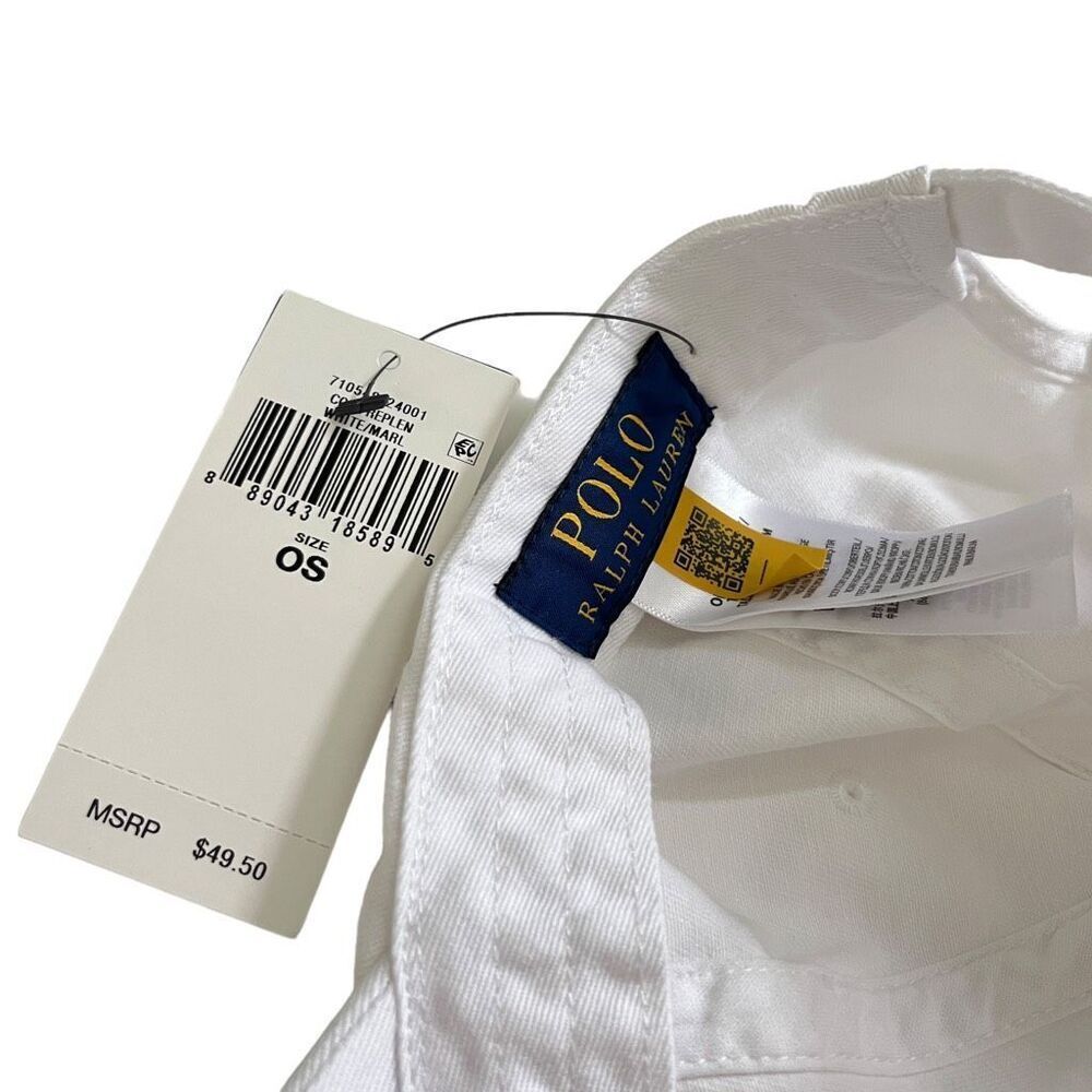 Polo Ralph Lauren Chino Cap in White & Marlin Blue - Picture 7 of 9